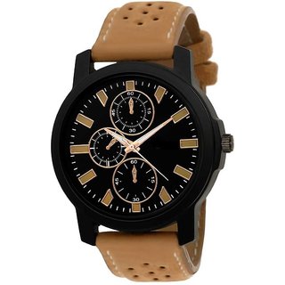                       HRV Stylish Pure Leather Brown Watch Analog Watch For Men                                              