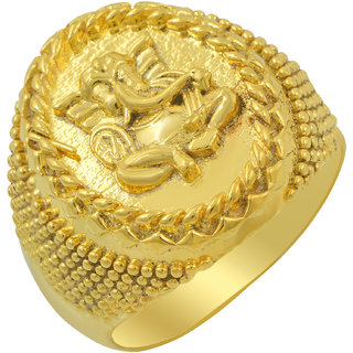 MissMister Gold plated Ganesh Ganpati finger ring Men Hindu God