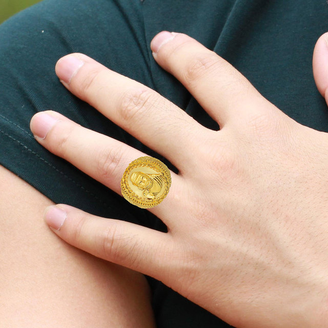 Zumrut Gold Plated Brass Laser Engraved Shirdi Sai Baba Image Adjustable Finger  Ring