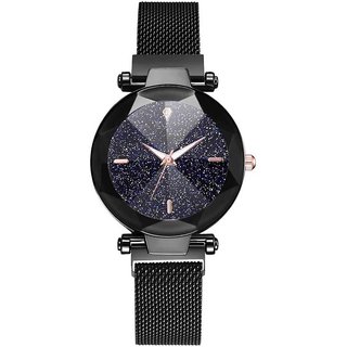                       HRV Hours 3,6,9 Represents Line and 12 Represent Diamond Black 21st century Analog Watch For Women                                              