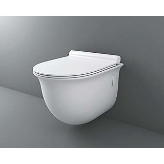 InArt Ceramic Glaze Rimless / Rimfree Wall Hung/Wall Mounted  Commode with Hydraulic Seat Cover 102