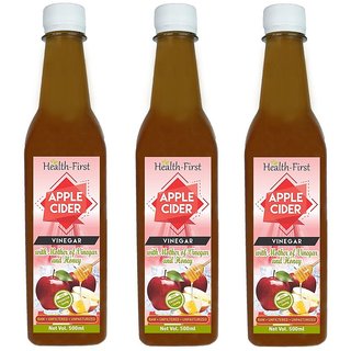 Health First Apple Cider Vinegar with Strand of Mother - 500 ml (Pack of 3) Health First Apple Cider Vinegar with Strand of Mother - 500 ml (Pack of 3)