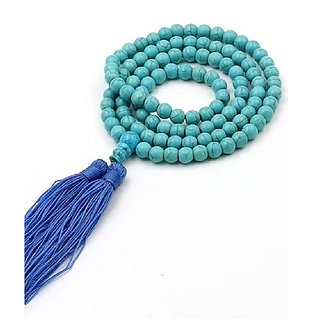                       CEYLONMINE natural turquoise mala original & natural stone firoza beads mala for men & women                                              