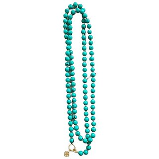                       Ceylonmine Turquoise Beads Mala Natural Beads Firoza Mala                                              