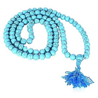                       CEYLONMINE original stone turquoise mala unheated beads firoza mala for unisex                                              