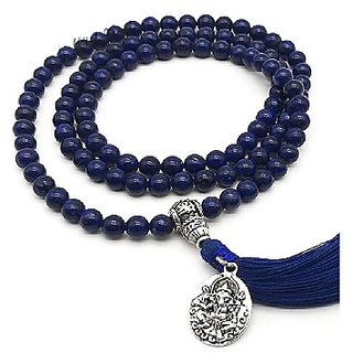                       CEYLONMINE original stone lapis mala unheated beads lapis lazuli mala for unisex                                              