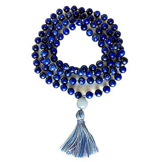                       CEYLONMINE original stone lapis mala unheated beads lapis lazuli mala for unisex                                              