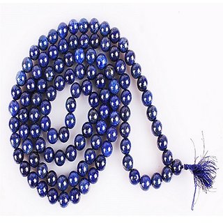                       CEYLONMINE Natural Lapis lazuli mala original  unheated gemstone lapis mala for unisex                                              