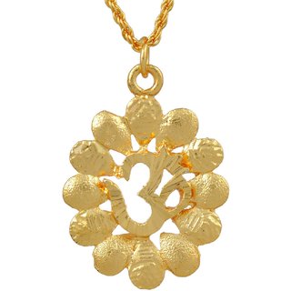                       Missmister Gold Plated Religeous Om Nakshatra Unisex Pendant With Gold Plated Rope Chain                                              