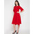 NUN Fashion Women Round Neck Flared Sleeves Fit and Flare Red Dress