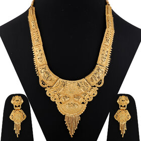 SILVER SHINE Gold Plated Adjustable Traditional Jewellery Long Set For women girl