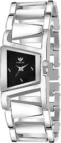 Lorenz Analogue Black Dial Silver Chain Bracelet Watch for Women | Watch for Girls- AS-74A