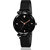 Lorenz Sparkling Diamond Cut Black Dial Magnetic Strap Luxury Analog Watch - Black - AS-75A