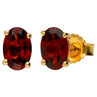                       natural garnet stone earring original & unheated gemstone stud earring for gomed/ hessonite for women by Ceylonmine                                              