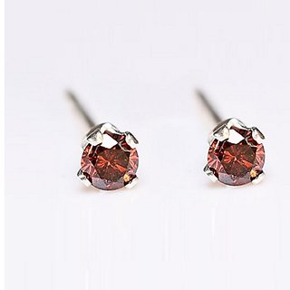                       natural garnet stone earring original & unheated gemstone stud earring for gomed/ hessonite for women by Ceylonmine                                              