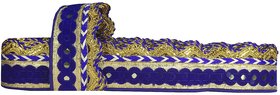 Uniqon CWG0015 (9 Mtr) Roll Of Blue And Golden Gota Patti Embroidery Trim Lace Border with 3.81  cm Width