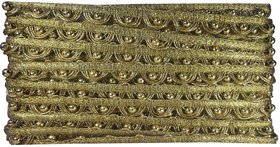 Uniqon CWG0019 (9 Mtr) Roll Of Mini Golden Balls Gota Patti Embroidery Trim Lace Border with 1.27 cm Width