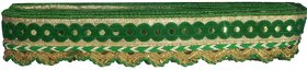 Uniqon CWG0023 (9 Mtr) Roll Of Green and Golden Gota Patti Embroidery Trim Lace Border with 3.81 cm Width