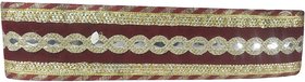 Uniqon CWG0030 (9 Mtr) Roll Of Maroon And Golden Gota Patti Embroidery Trim Lace Border with 5.08 cm Width