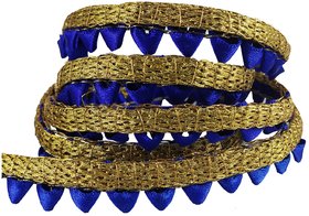 Uniqon CWG0032 (9 Mtr) Roll Of Blue And Golden Samosa Gota Patti Embroidery Trim Lace Border with 1.27 cm Width