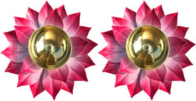 Decorate India Brass Kamal Ptta pink color Akhand diya size 6 inch  pack of 2