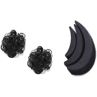 Buy Arooman Set of 2 Black Hair Funky Rubber Juda & 3Pcs Banana Bumpit for Hair  Puff Maker Online @ ₹339 from ShopClues