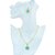 MissMister CZ Studded Blue Chess Board Cut,Pendant Earring Set Jewellery for Women