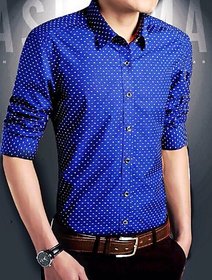 Gladiator Products dotted shirt indigo blue slim fit