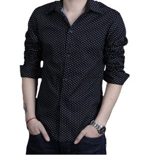 Gladiator Products Casual Dotted Shirt Slim Fit Black