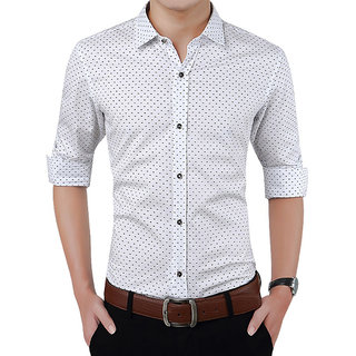Gladiator Products White Dotted Shirt For Men