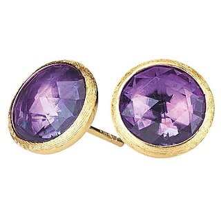                       Natural Amethyst/Jamuniya Purpule Color Stone Gold Plated Stud Earrings With Lab Certified By CEYLONMINE                                              