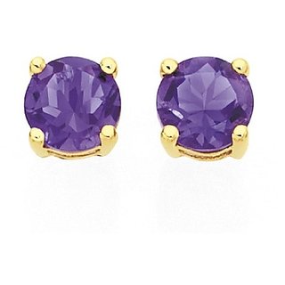 Certified Stone Amethsyt(Jamuniya) Stud Gold Plated earrings For women & Girls BY CEYLONMINE