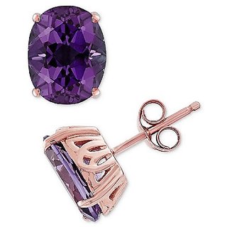                       CEYLONMINE- Natural Amethyst stone Stud Gold Plated Earrings For women & Girls                                              