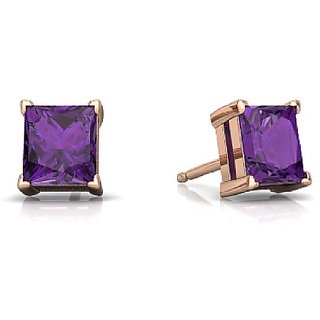                       Original Amethyst Stone Stud Earring A1 Quality Stone Jamuniya/Amethyst Gold Plated Stud Earrings For Girls                                              