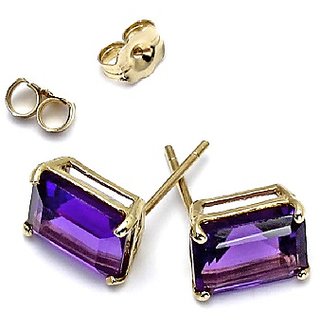                       CEYLONMINE- Lab Certified Stone Amethyst Stud Earrings good & Effective Stone Earrings Foe women & Girls                                              