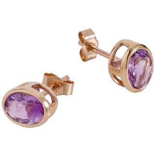                       Original Amethyst Stone Stud Earring A1 Quality Stone Jamuniya/Amethyst Gold Plated Stud Earrings For Girls                                              