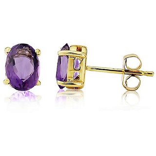 Amethyst gemstone gold plated stud earings for women And Girls original and Natural stone earrings By Ceylonmine Amethyst gemstone gold plated stud earings for women And Girls original and Natural stone earrings By Ceylonmine
