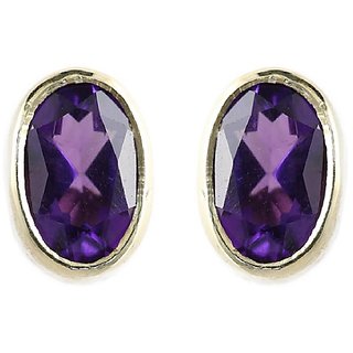                       Semi- Precious Stone Amethyst/Jamuniya Purple Silver Stud Earrings For Girls  Women By CEYLONMINE                                              