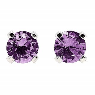                       CEYLONMINE- Natural Amethyst stone Stud Silver Beautiful  Earrings For women  Girls                                              