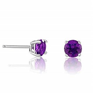                       Semi- Preciious Stone Amethyst Stone Stud Earrings Original  Good Quality Stone Amethyst Stud Earring For women                                              