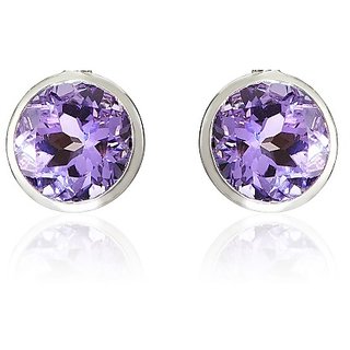                       CEYLONMINE- Lab Certified Stone Amethyst Stud Earrings good  Effective Stone Earrings For women  Girls                                              