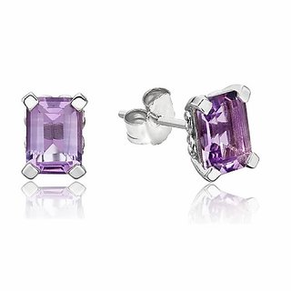                       Original Amethyst Stone Stud Earring A1 Quality Stone Jamuniya/Amethyst Silver Stud Earrings For Girls                                              