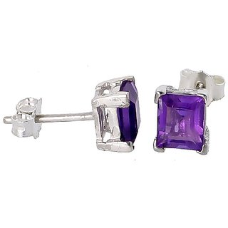                       Semi- Precious Stone Amethyst/Jamuniya Purple Silver Stud Earrings For Girls  Women By CEYLONMINE                                              