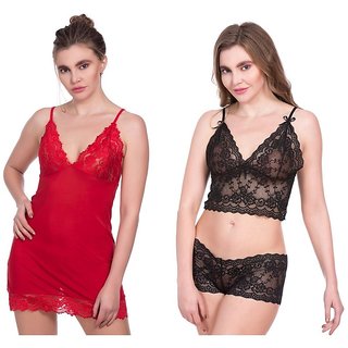 Rec Swaggy Women's Nighty Red Pack of 2