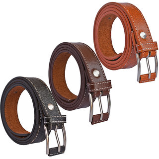 Sunshopping Women's Brown,Black and Tan Color Formal Leatherite belt (Combo)