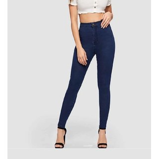 Malachi Women's Dark Blue Denim Lycra High Waist Skinny Fit Jeans With Stretch