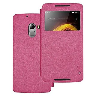                       Artifical Leather Quality Caller ID Flip Cover with Sparkle for Lenovo K4 Note - Pink                                              