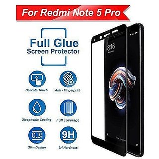                       For Redmi Redmi note 5 pro Full Screen Curved Edge -Edge Protection 9H Tempered Glass Screenguard black                                              