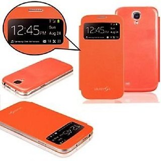                       Samsung Galaxy S4 i9500 S-View Flip Cover Folio Case (Orange)                                              