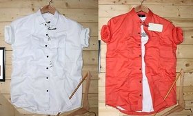 Spain Style Plain Casual Shirts for Men Combo of 2